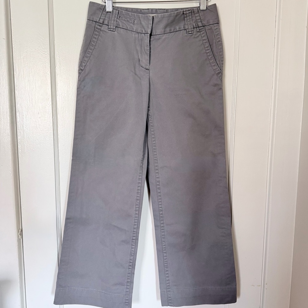 J.Crew Gray Favorite Fit Chino Wide Leg Trouser Pants Womens 0S